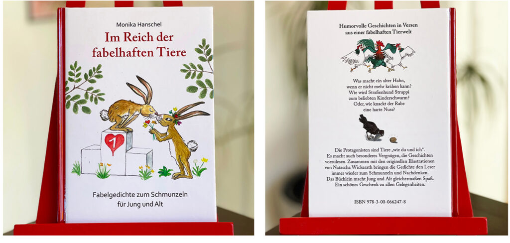 Beispiele für Buchgestaltung und Illustrationen: Cover und Rückseite mit Illustrationen